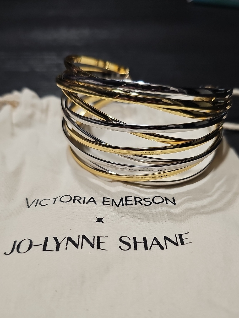 Victoria Emerson Jo-Lynne Shane two-tone Gold And Silver cuff bracelet